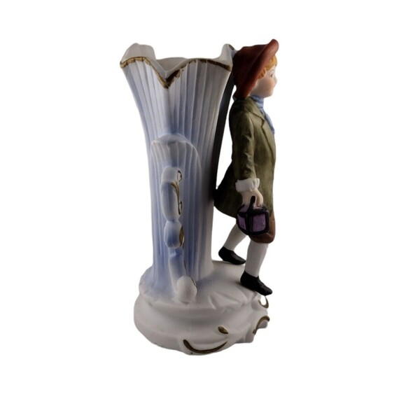 Colonial Boy  6” Figurine Vase Scalloped Hand Painted Porcelain Figural Vintage - Picture 5 of 7